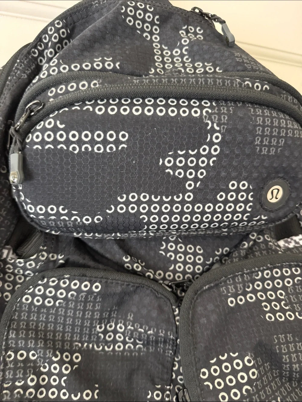 lululemon athletica Black Printed Multi-Pocket Backpack